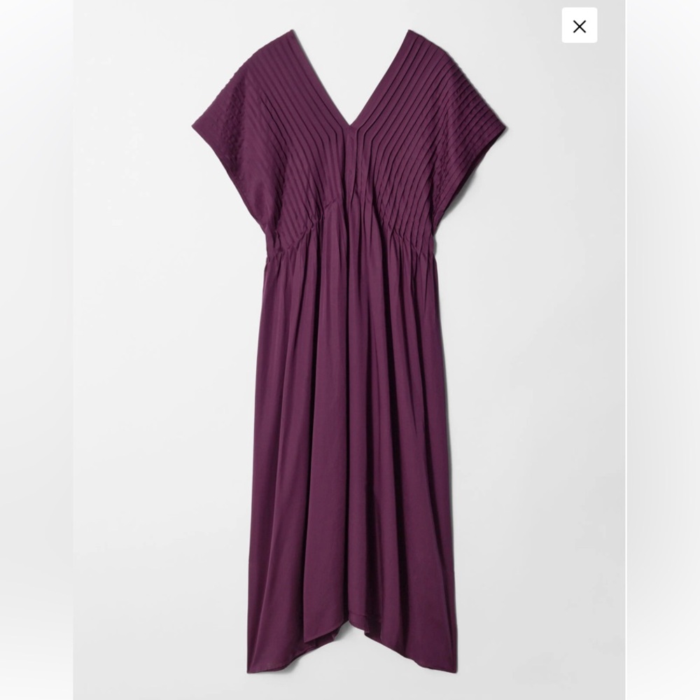 & Other Stories Dark Purple Pleated Dolman Midi Dress in size Small